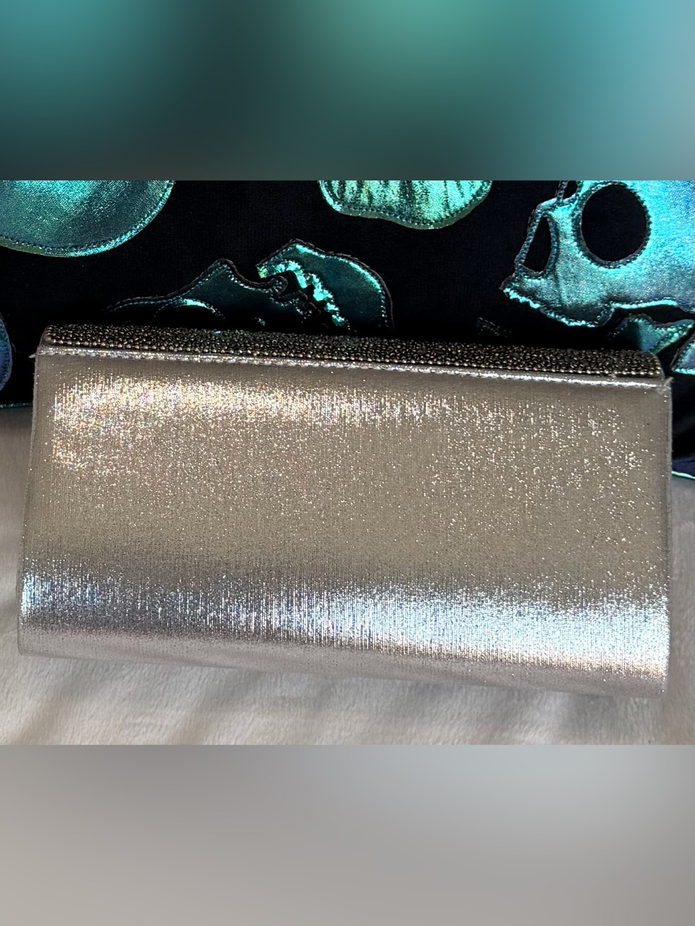 Vintage Gunne Sax by Jessica McClintock Silver Metallic Evening Clutch - Picture 4 of 4